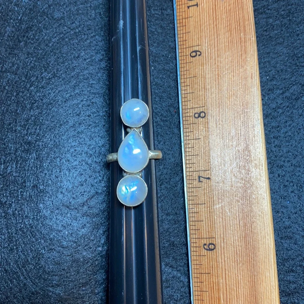 Triple Moonstone Ring Vintage - Picture 5 of 5